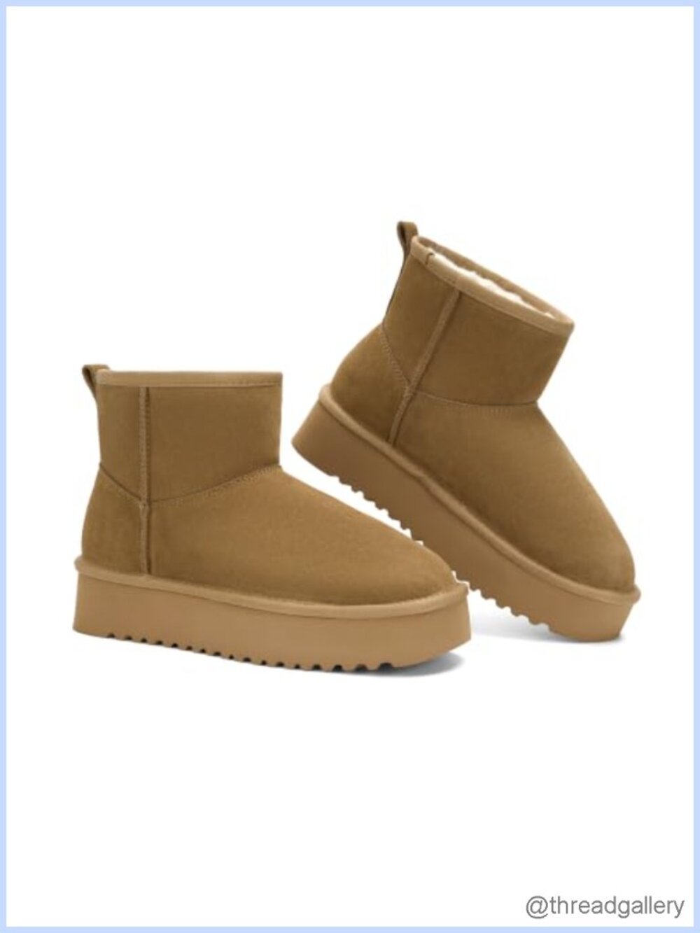 Genuine Suede Leather Ankle Boots Platform Fur Lined Winter Snow Boots